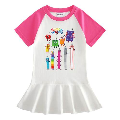 数字积木衣服女童连衣裙t恤裙