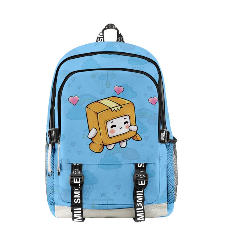 lankybox书包双肩包变身猫咪纸盒小人数码印花旅行出游大容量背包