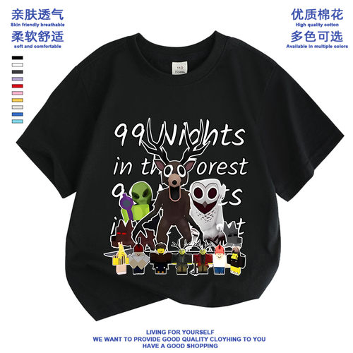 99nights in the forest roblox衣服儿童t恤森林中的99夜短袖夏季