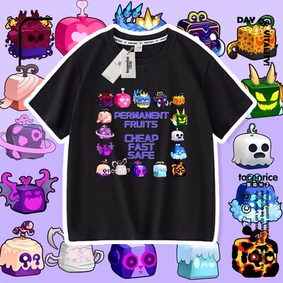 blox fruits衣服t恤儿童短袖夏季童装上衣男童roblox游戏水果盒子
