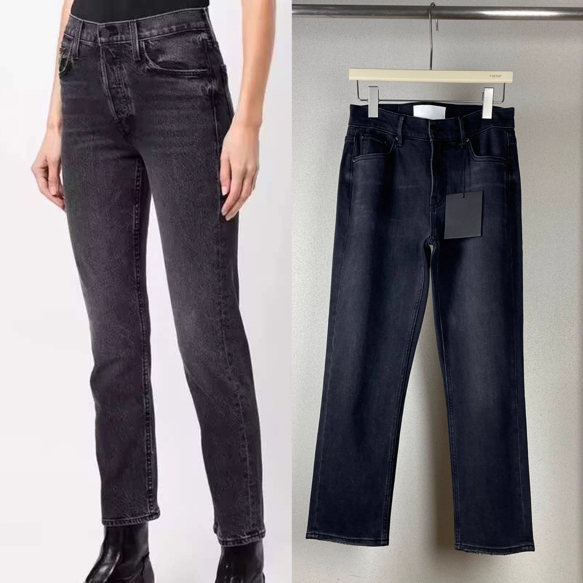 小直筒9分牛仔烟管裤低弹小个子