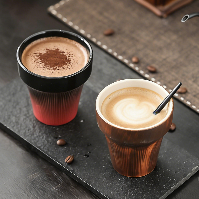 复古侘寂风窑变渐变色陶瓷咖啡杯手绘水杯茶杯拿铁冰美式定制logo