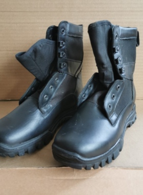 天鸣库存春秋战靴黑色圆头高帮头层牛皮男士防护靴防滑耐磨靴子