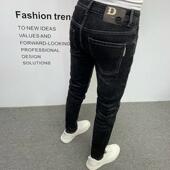 百搭弹力复古黑色高档小脚九分裤 男士 韩版 潮流修身 牛仔裤 2025新款