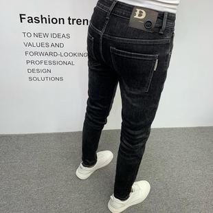百搭弹力复古黑色高档小脚九分裤 男士 潮流修身 韩版 牛仔裤 2026新款