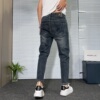 修身男士牛仔裤潮牌美式复古2026春秋新款柔软弹力休闲哈伦九分裤