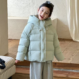 厚连帽 儿童羽绒服90白鸭绒女男中大童短款 25年冬新款 韩系秋冬新款