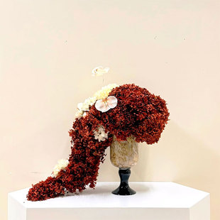 台面红色绣球永生花仿真花综合材料花艺摆件酒店前台餐桌玄关装饰