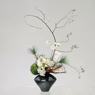 新中式 饰品样板房洽谈桌摆件 仿真花永生花干枝条客厅售楼处酒店装