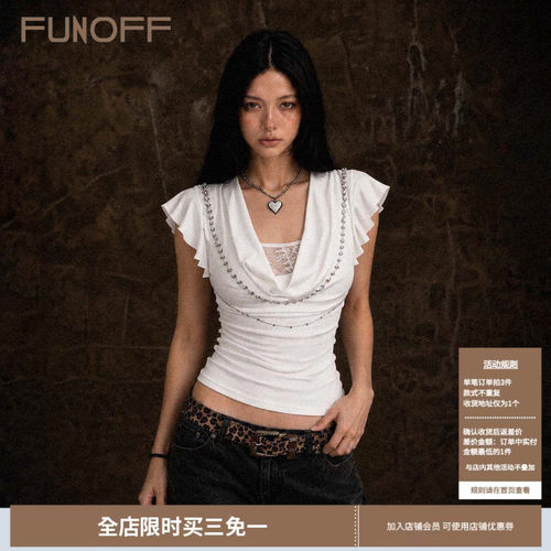 法式甜美荡领蕾丝露背白色短袖