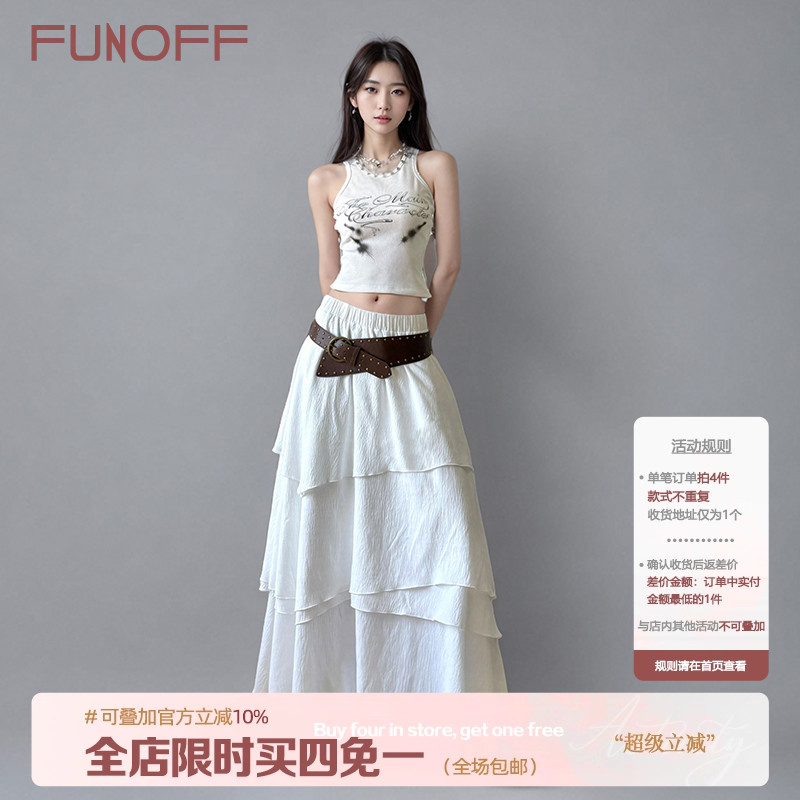 波西米亚风白色低腰不规则半身裙