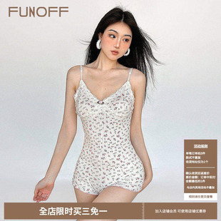 运动短裤 FUNOFF 修身 居家休闲bm粉色碎花吊带连衣短裤 女 偷心宅女
