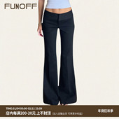 FUNOFF 长裤 美式 简约通勤基础微喇休闲长裤 复古黑色低腰直筒西装