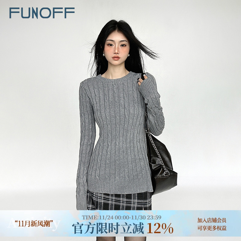 格雷miu系学院灰色正肩针织上衣