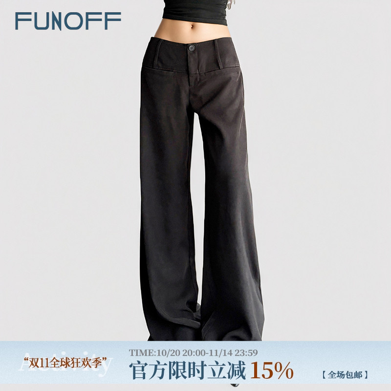 简约休闲黑色垂感西装直筒长裤