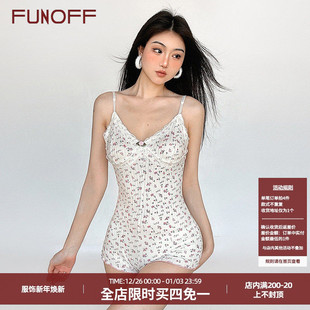 运动短裤 FUNOFF 修身 居家休闲bm粉色碎花吊带连衣短裤 女 偷心宅女