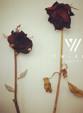 【YW】璀璨叶子 原创设计师品牌小众定制镀18k金简约锆石树叶耳钉