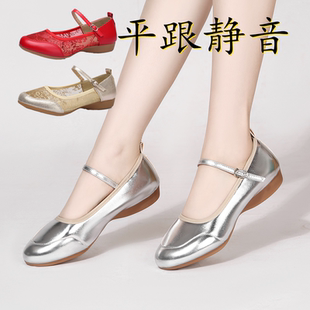 2023年新款 舞蹈鞋 女夏季 軟底平跟跳舞鞋 女外穿廣場舞鞋 女真皮時尚