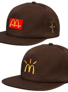 Travis Scott麦当劳周边棒球帽男女通用时尚潮流刺绣休闲平沿帽子