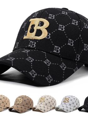 新款满印字母刺绣硬顶棒球帽子潮韩版百搭鸭舌帽户外休闲运动帽