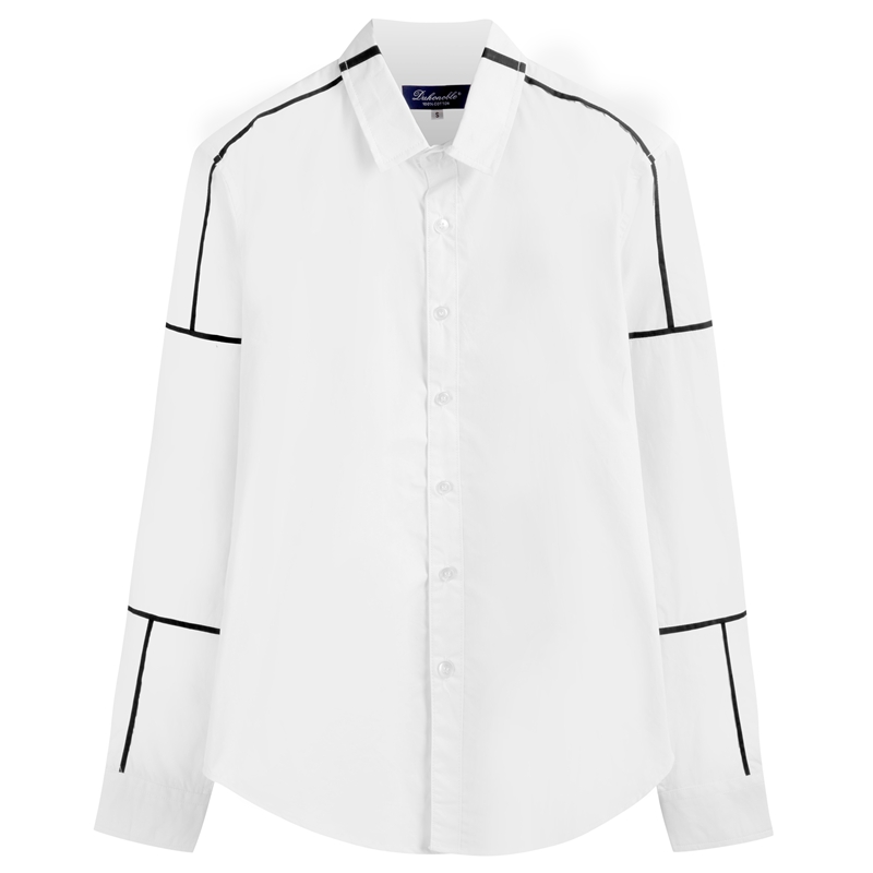 商务修身黑条衬衣个性设计衬衫