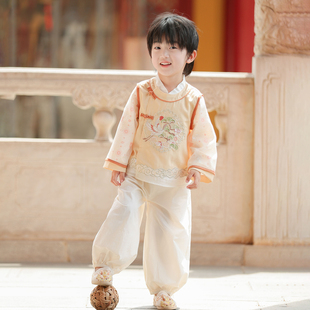 男童古风汉服套装2025秋款新中式潮改良上衣儿童国风裤子唐装古装