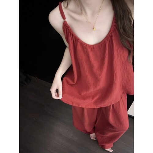 棉纱睡衣女夏季家居服套装可外穿