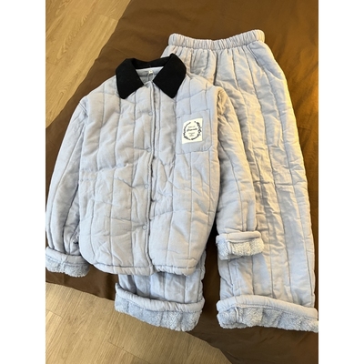 大码简约设计夹棉睡衣女款2025冬季新款加厚保暖家居服套装可外穿