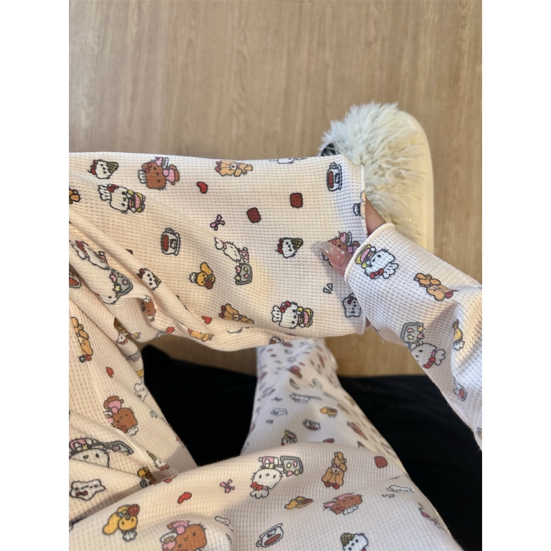 甜美可爱卡通kitty睡衣女春秋季