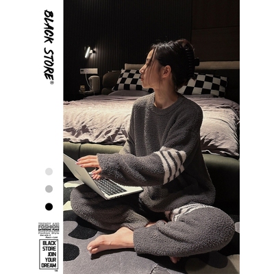 韩系高级感半边绒家居服套装冬季