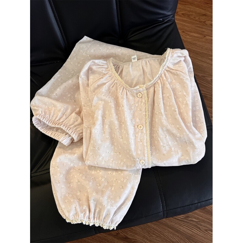 甜美田园风碎花长袖睡衣女款2026春秋新款宽松休闲长裤家居服套装