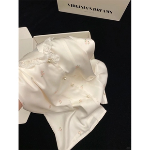 高级感蕾丝花边冰丝睡衣女款 显瘦亲肤短袖 法式 夏季 短裤 家居服套装