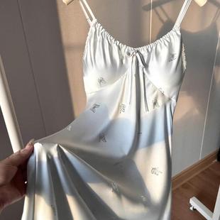 新款 少女高级宫廷风冰丝吊带睡裙纯欲睡衣女夏季 性感家居服连衣裙