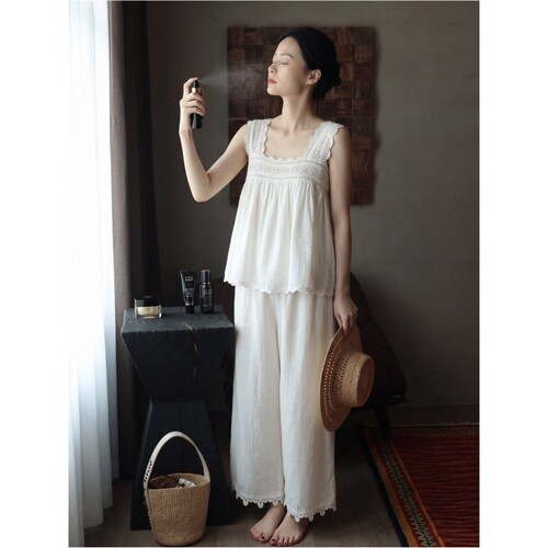 吊带睡衣女夏季阔腿裤家居服套装