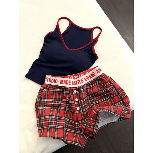 纯欲性感带胸垫吊带睡衣女夏季红