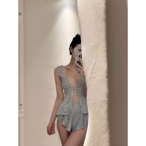 女士纯欲性感蕾丝花边吊带睡衣女