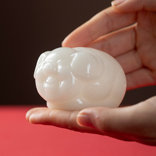 冰种玉瓷小福猪茶宠家用精品茶玩摆件茶桌台装饰品福气满满礼盒装