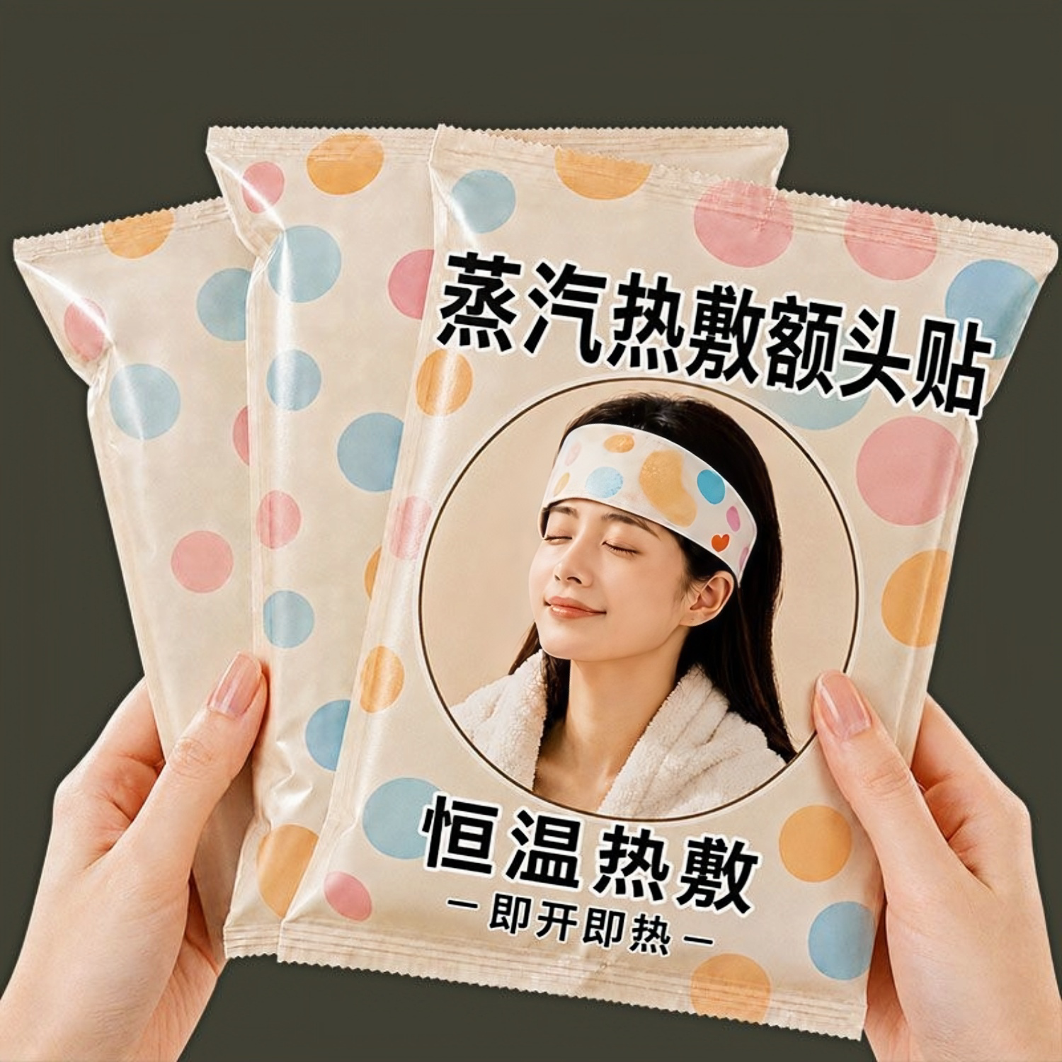 艾草蒸汽发热艾灸额头贴产后护头防风暖肩颈围脖冬季热敷保暖神器