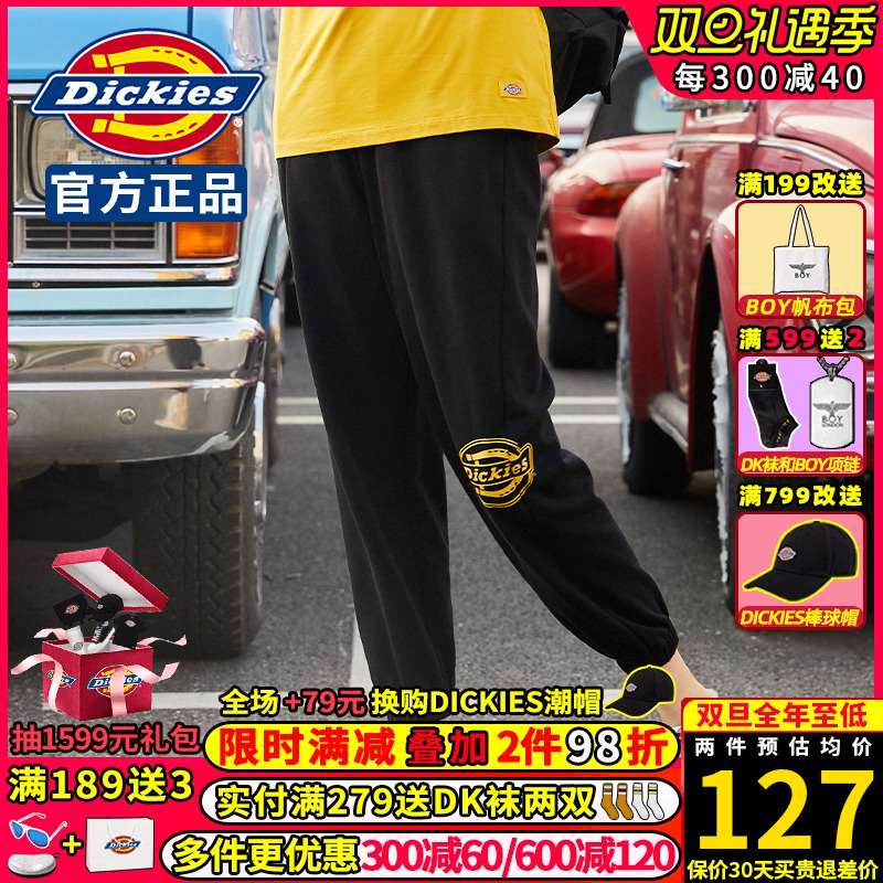 Dickies腰部抽绳卫裤女士帝客logo印花潮牌23冬季新品休闲长裤子q