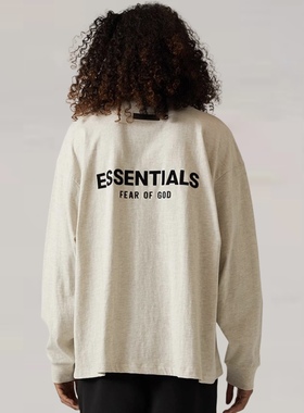 FOG Fear of God Essentials 22ss植绒双面LOGO长袖圆领T恤