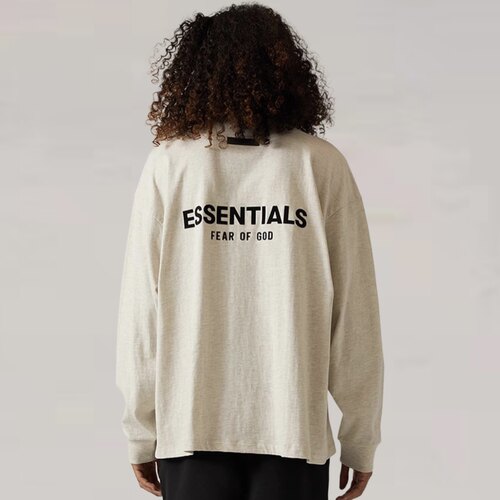FOG Fear of God Essentials 22ss植绒双面LOGO长袖圆领T恤