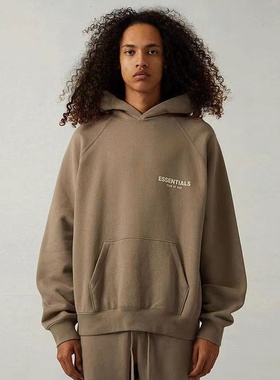 Essentials ss22字母印花植绒小标连帽套头卫衣帽衫hoodie