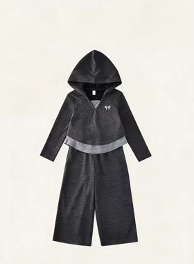儿童休闲连帽卫衣套装女春秋新款洋气阔腿裤两件套韩系