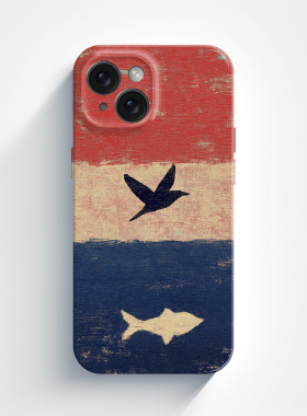 飞鸟和鱼 复古风手绘油画抽象艺术菲林手机软壳适用iPhone15promax苹果14手机壳13卡通12新款16小众高级感