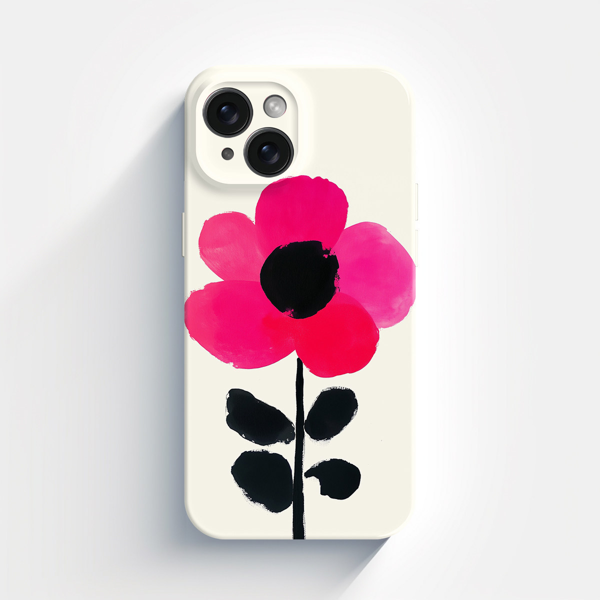 一朵花 玫红色 网红简约适用iPhone16/15手机壳华为mate60菲林畅享70硬OPPOr17苹果13vivos18软IQOO9一加ACE3