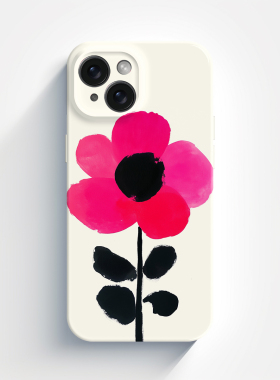 一朵花 玫红色 网红简约适用iPhone16/15手机壳华为mate60菲林畅享70硬OPPOr17苹果13vivos18软IQOO9一加ACE3