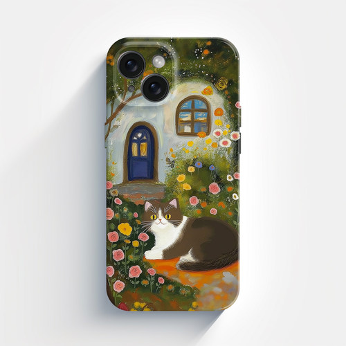 休憩的猫咪复古油画艺术适用iPhone15promax手机壳2024新款16苹果14pro 13高级ins风12适用11可爱温馨田园