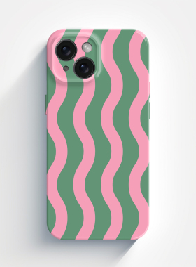 超舒服的配色绿粉条纹适用iPhone16苹果15promax手机壳菲林软壳14高级感网红风13少女华为小米防摔mate70pro+