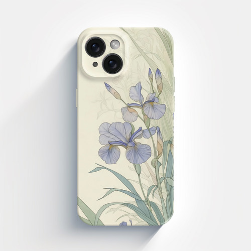 东方美学鸢尾花新中式工笔画艺术适用iPhone16手机壳13/12新款苹果15promax菲林硬壳磨砂全包14花朵手绘中国