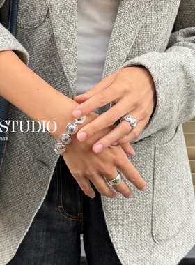 26SS新款Lie Studio椭圆线条雕塑纹理戒指极简风高级官方授权